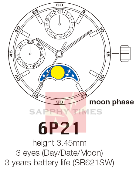 Miyota 6P21 pris