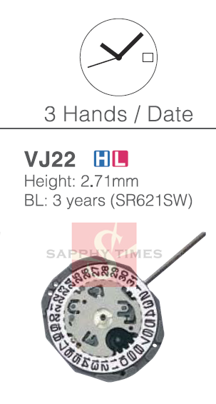 Hattori VJ22 - Date at 6 $5.3/Piece